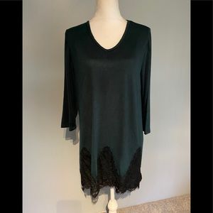 Lane Bryant green shirt with black lace bottom